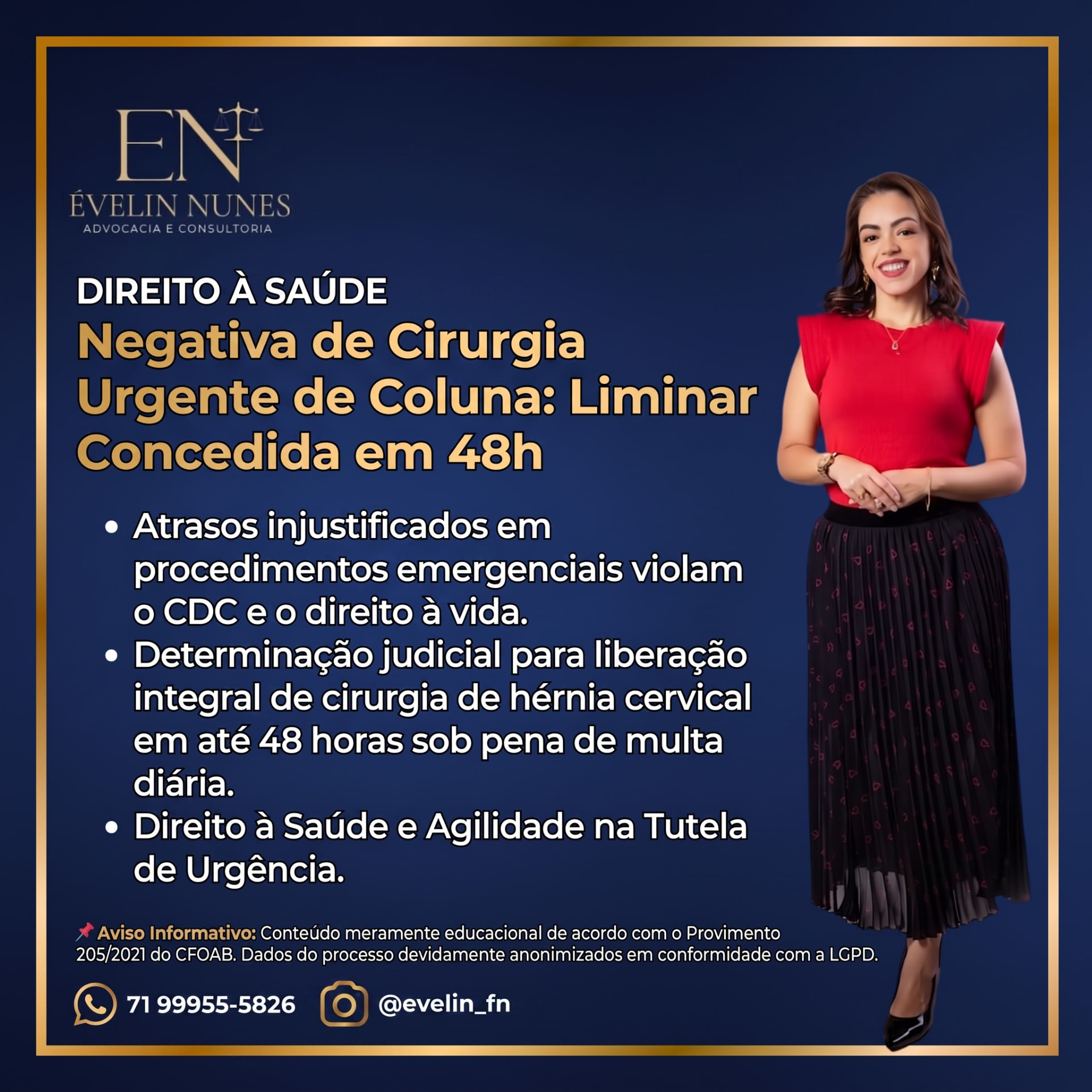 Negativa de cirurgia urgente de coluna